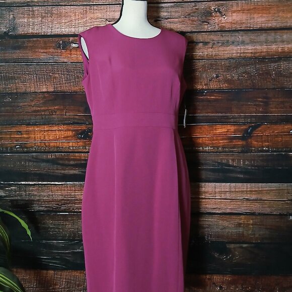NWT Kasper Sheath Dress 10P Cerise Zip Back Lined - Picture 6 of 11